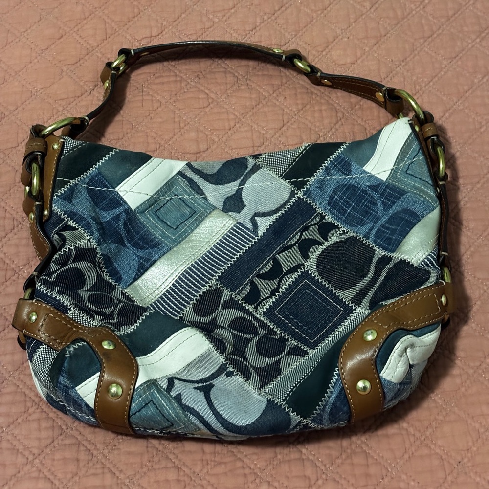 Coach Blue and brown leather purse